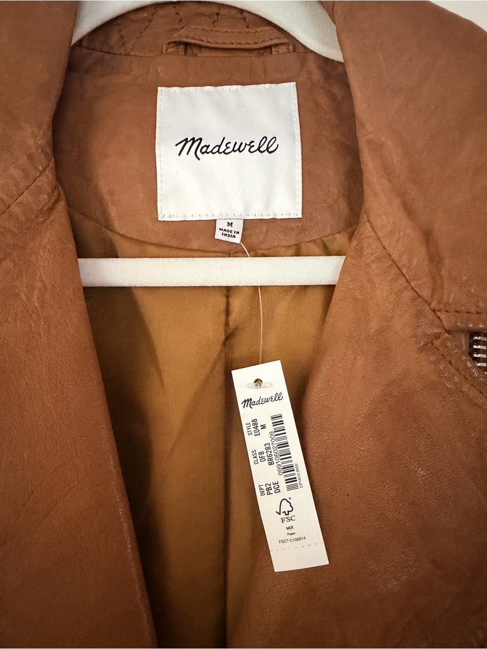 Nwt Madewell Washed Leather Motorcycle Jacket Medium - Picture 5 of 5